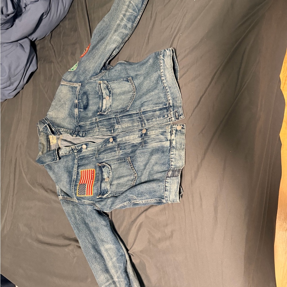 Ralph Lauren Blue Denim Jacket with Flag Patch